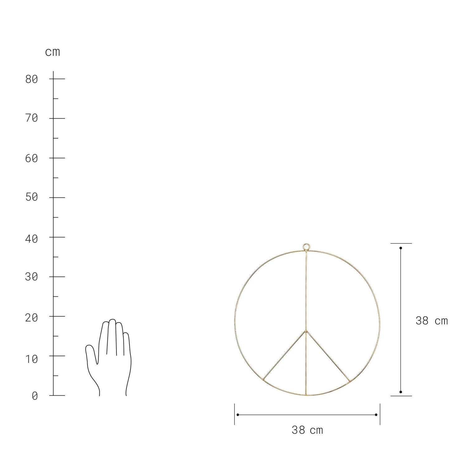 Deko Ring Ø38cm PEACE In Gold – Bild 2