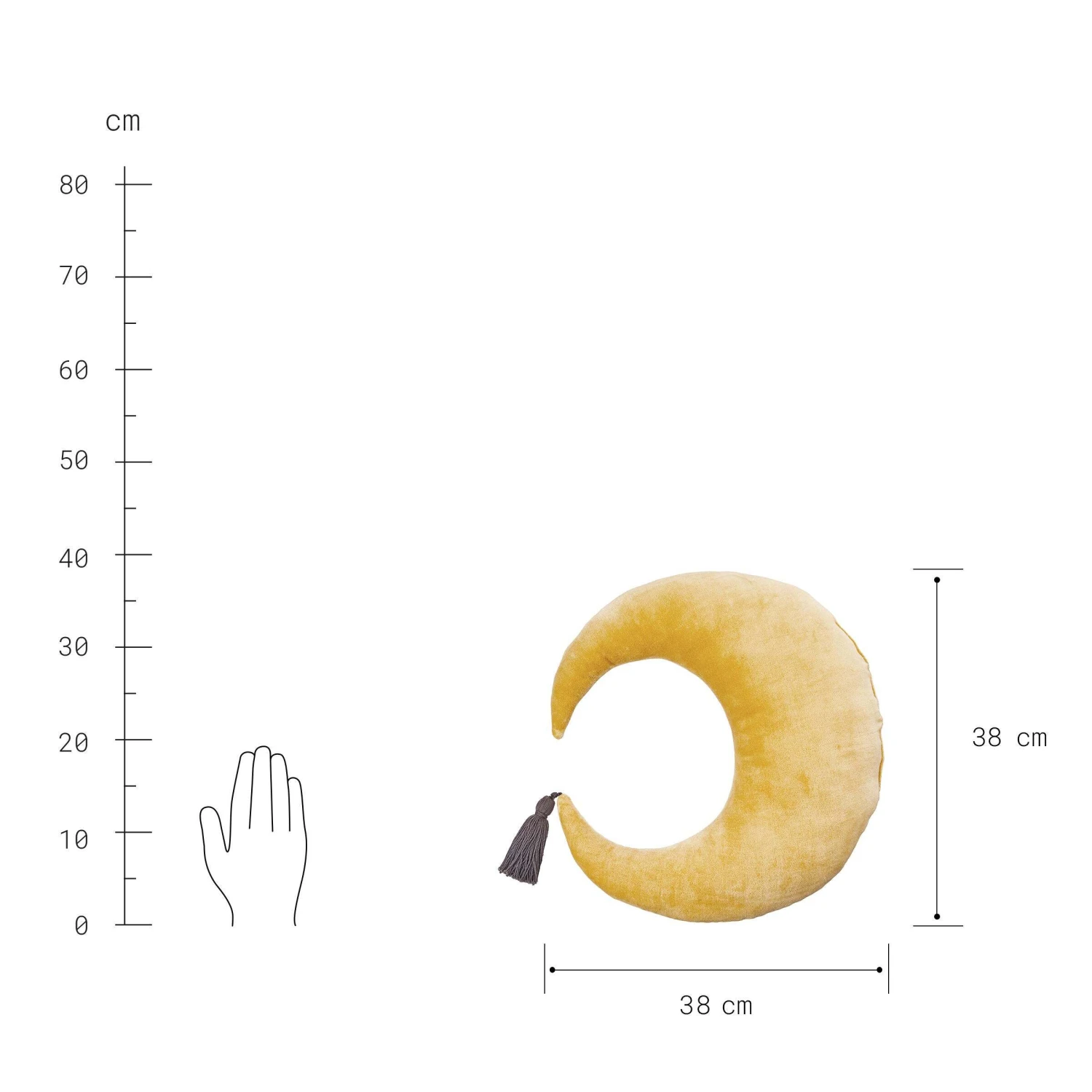 Kissen L 38 X B 38cm LITTLE MOON In Gelb-Anthrazit – Bild 3