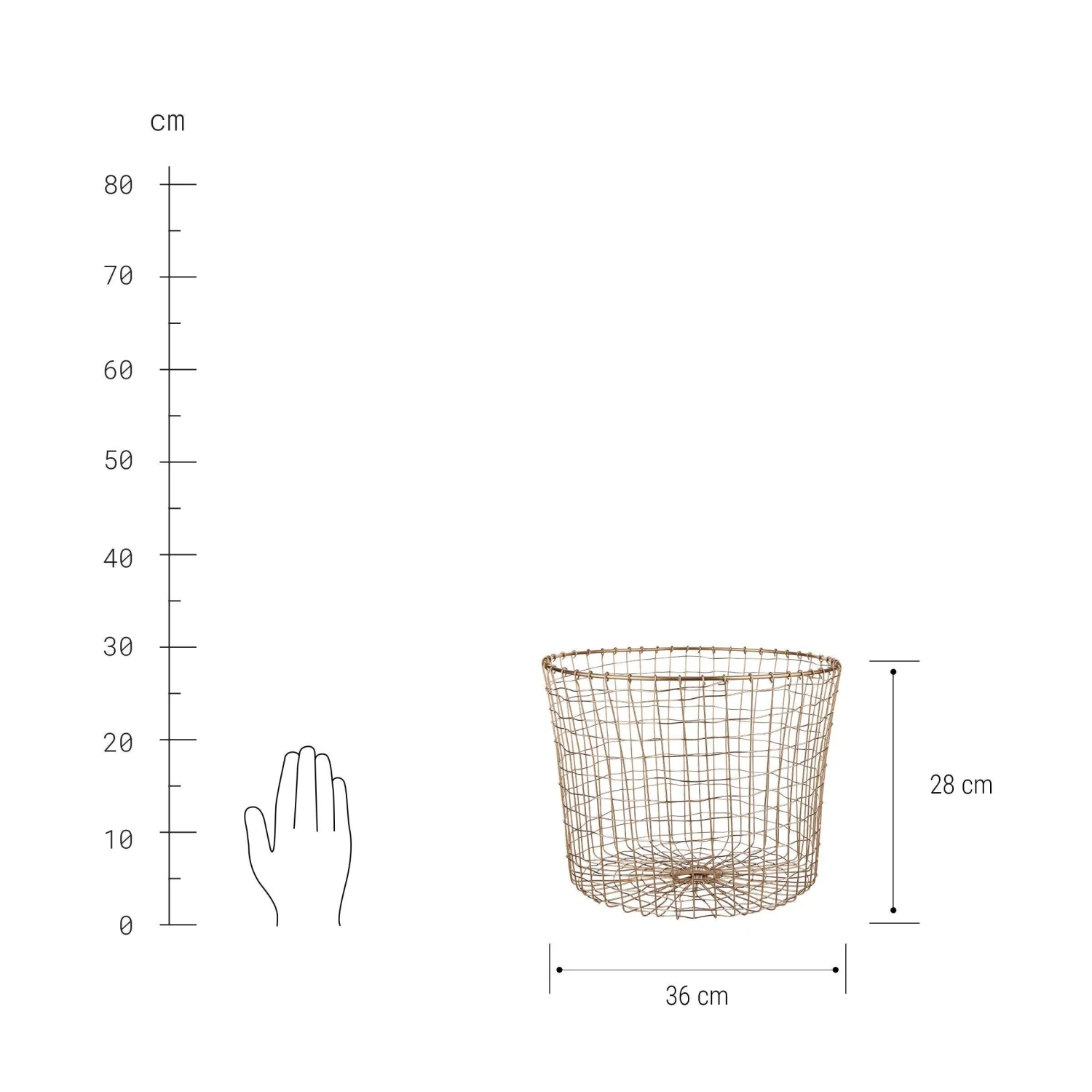 Korb Rund Ø36cm GRID In Gold – Bild 2