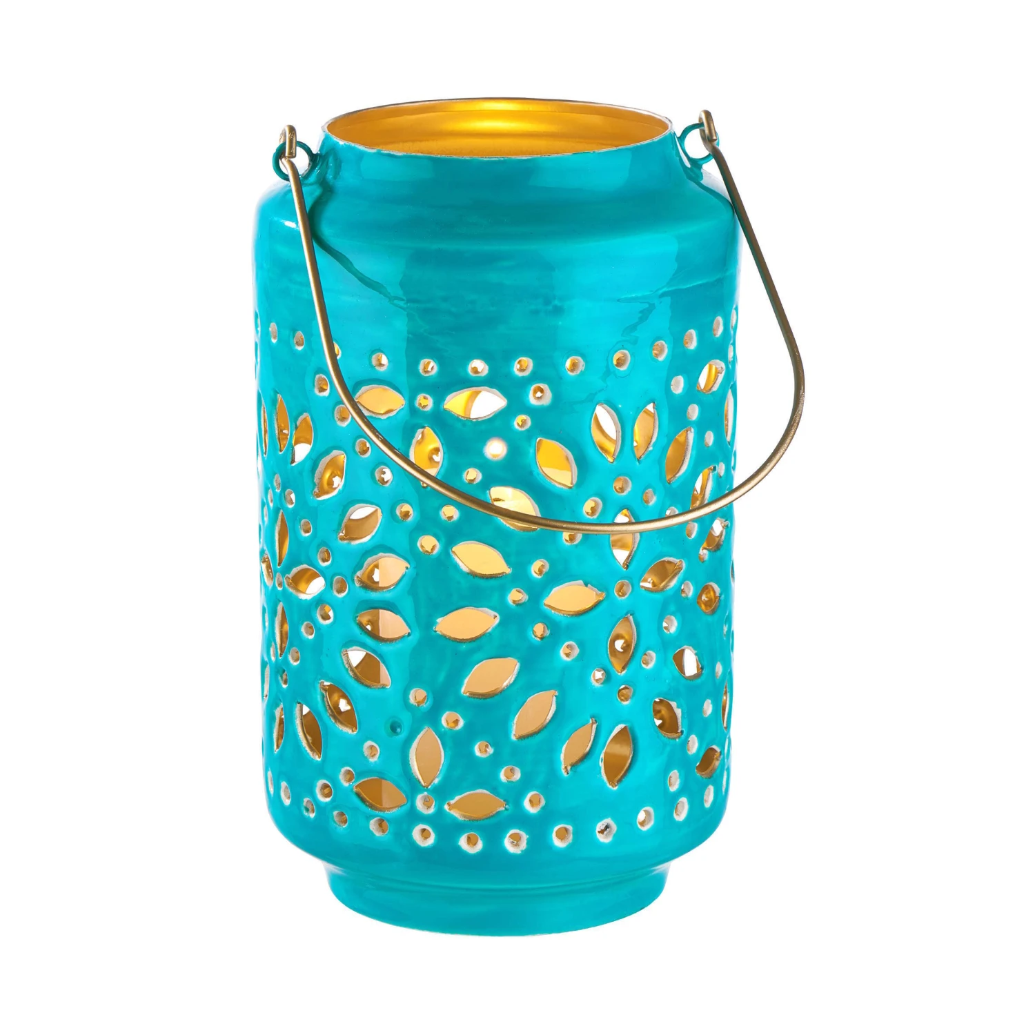 Laterne Höhe 25 Cm BLUE MAROCCO In Petrol-Gold – Bild 2