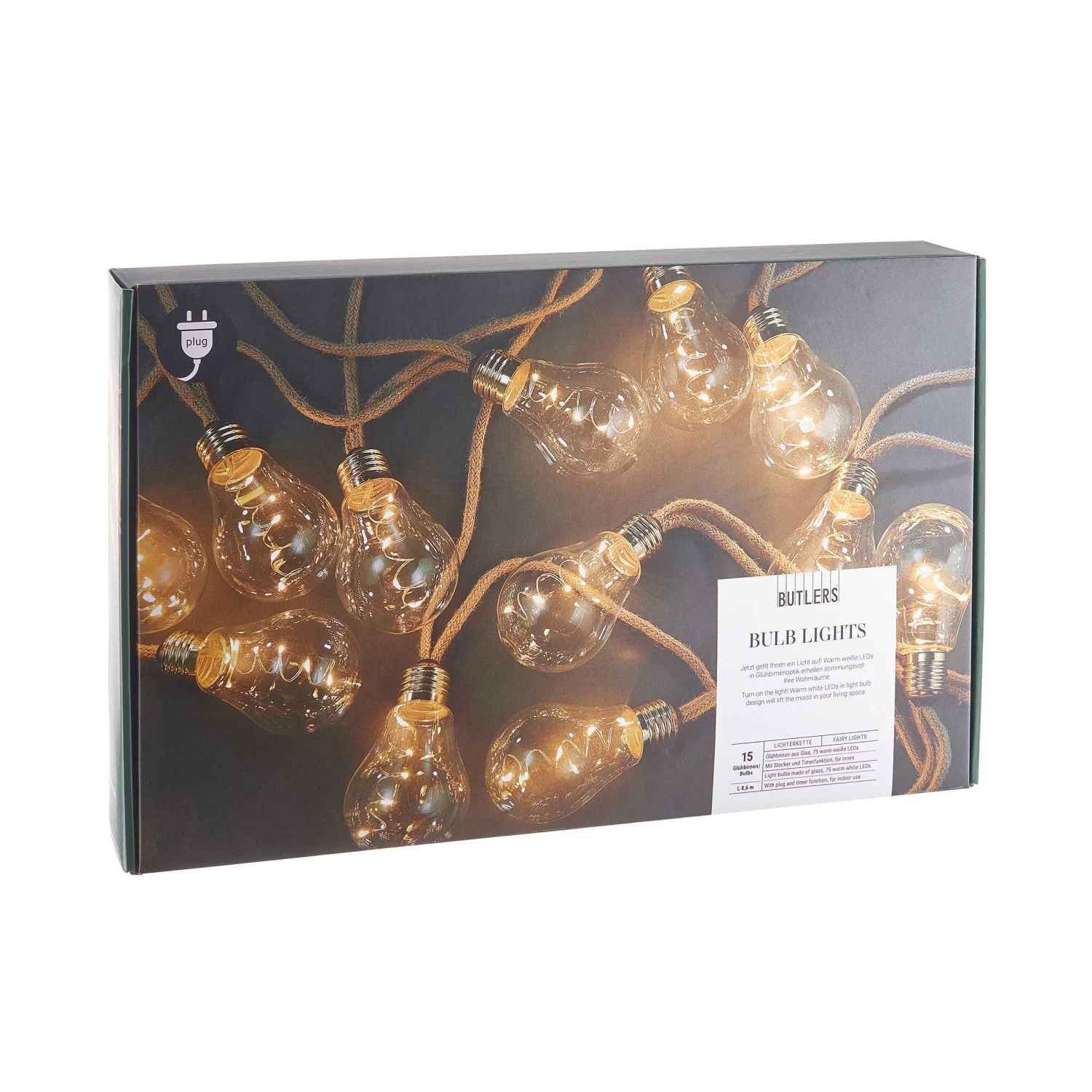 LED Lichterkette Mit Naturseil 15 Lichter Und Stecker BULB LIGHTS In Natur – Bild 4
