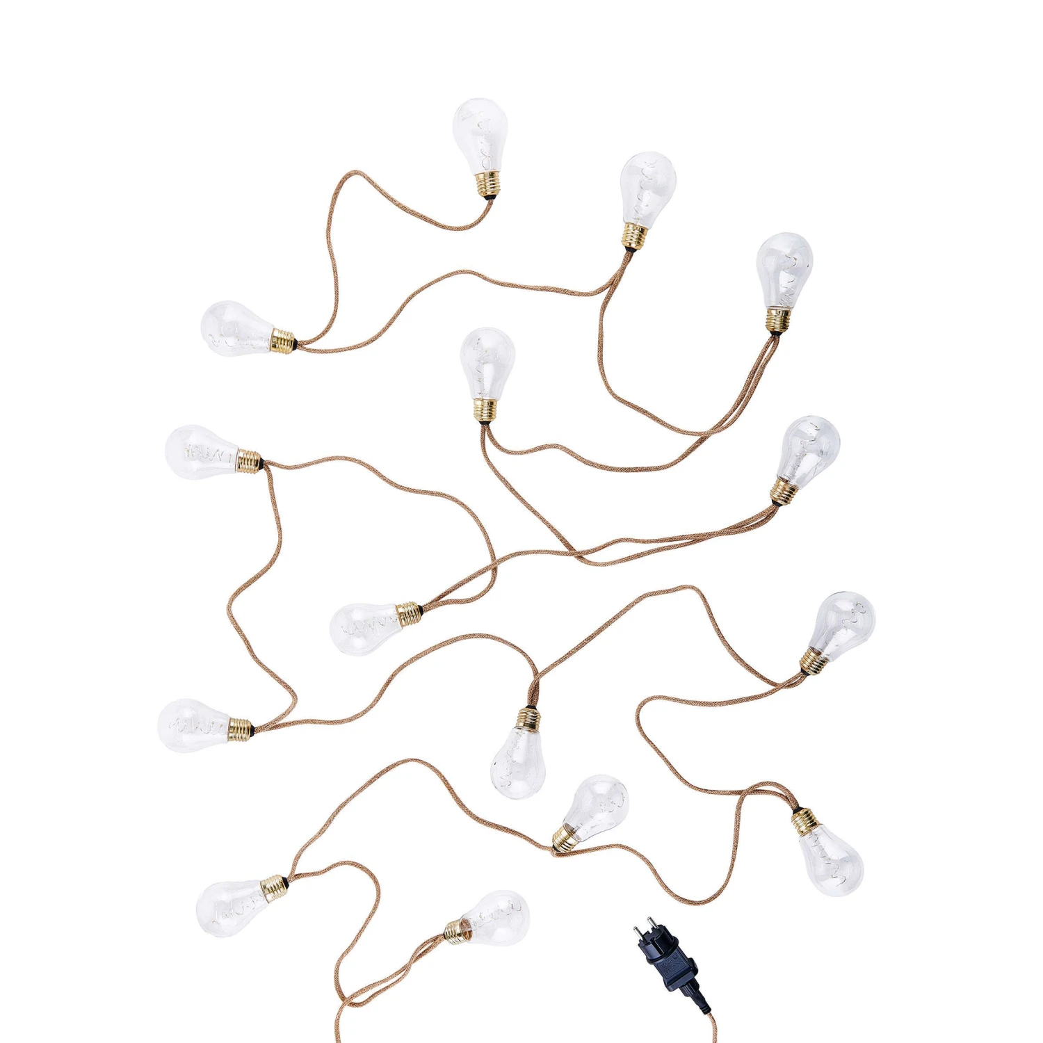 LED Lichterkette Mit Naturseil 15 Lichter Und Stecker BULB LIGHTS In Natur