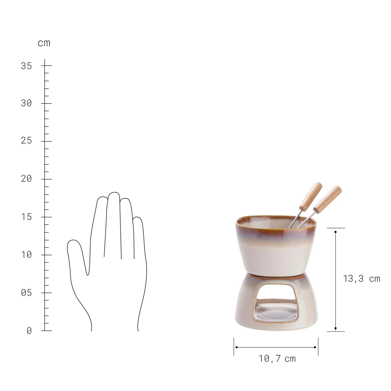 Mini-Fondue Mit 2 Gabeln AU CHOCOLAT In Beige – Bild 3