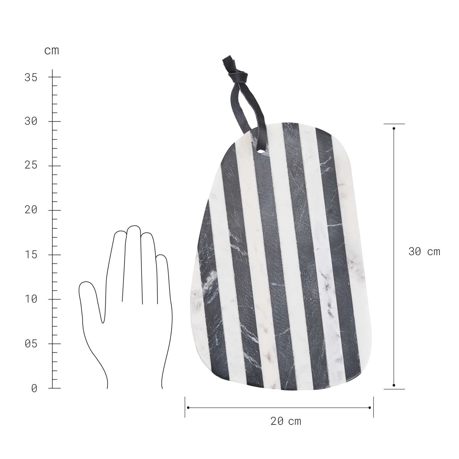 Schneidebrett Organisch Marmor L 30 X B 20cm MARBLE In Schwarz-Weiß – Bild 3