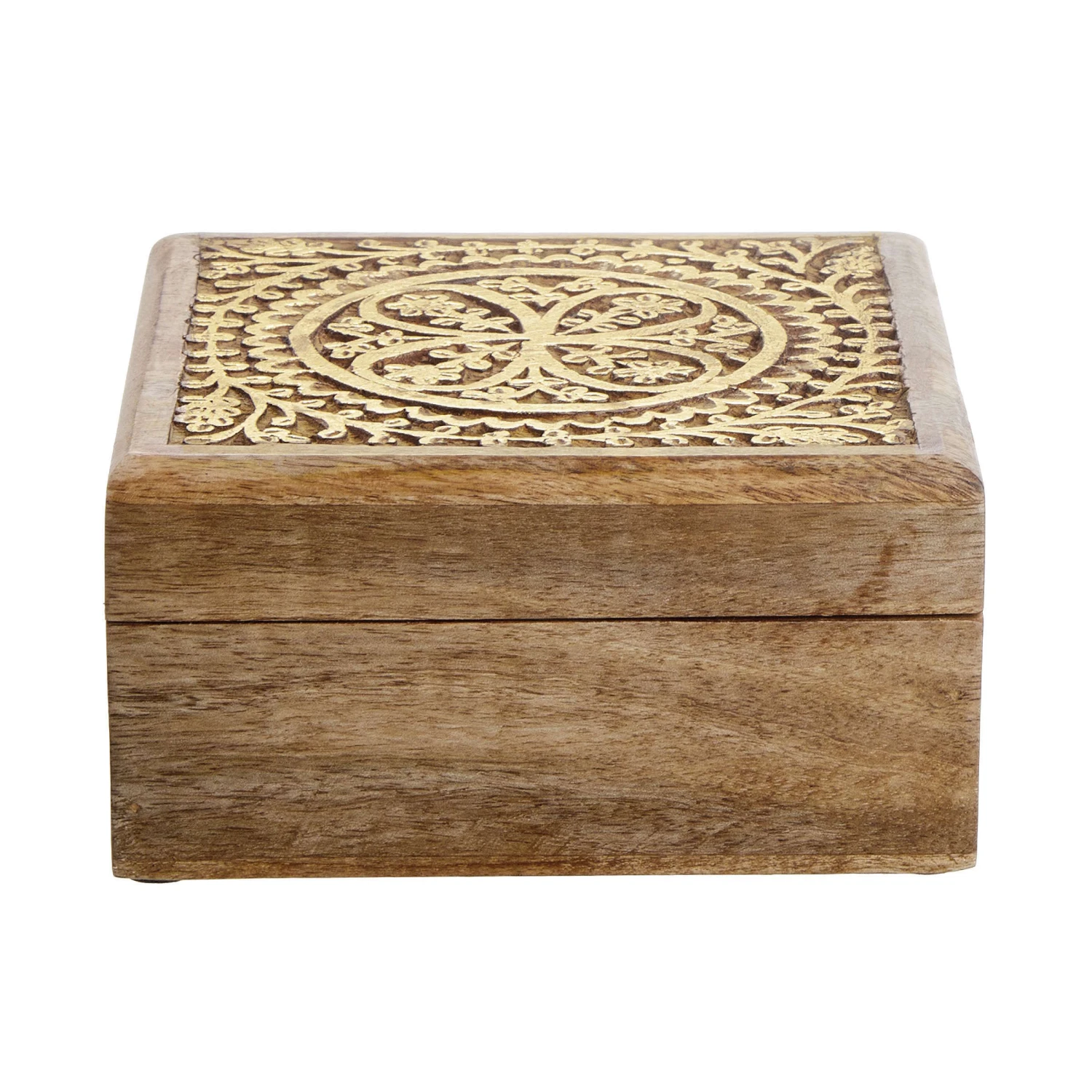 Truhe Mit Schnitzerei L 17 X B 17cm TREASURE In Hellbraun-Gold – Bild 2