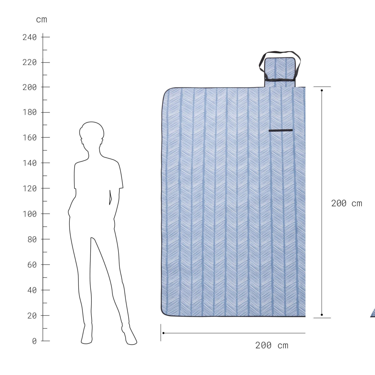 XXL-Picknickdecke Streifen L 200 X B 200cm GET TOGETHER In Blau-Weiß – Bild 3