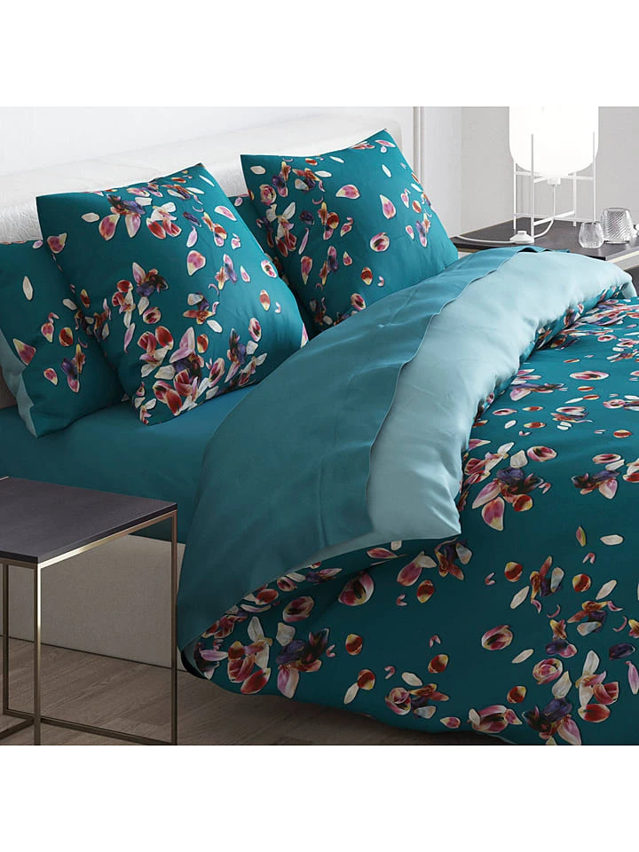 Cacharel Satin-Bettwäsche-Set "Aurore" In Petrol – Bild 3