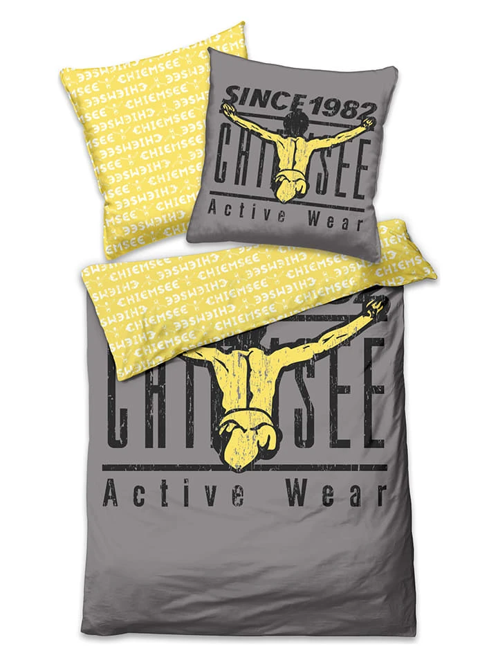 Chiemsee Renforcé-Bettwäsche-Set "Acapulco" In Grau/ Gelb – Bild 3