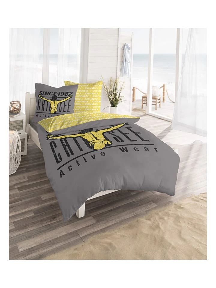 Chiemsee Renforcé-Bettwäsche-Set "Acapulco" In Grau/ Gelb – Bild 4