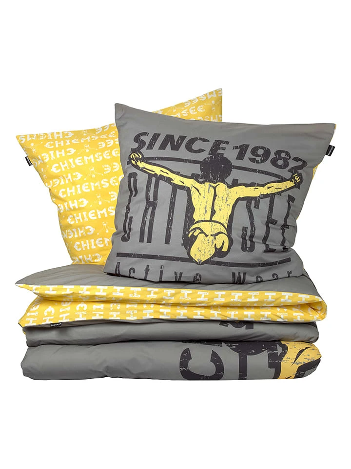 Chiemsee Renforcé-Bettwäsche-Set "Acapulco" In Grau/ Gelb – Bild 5