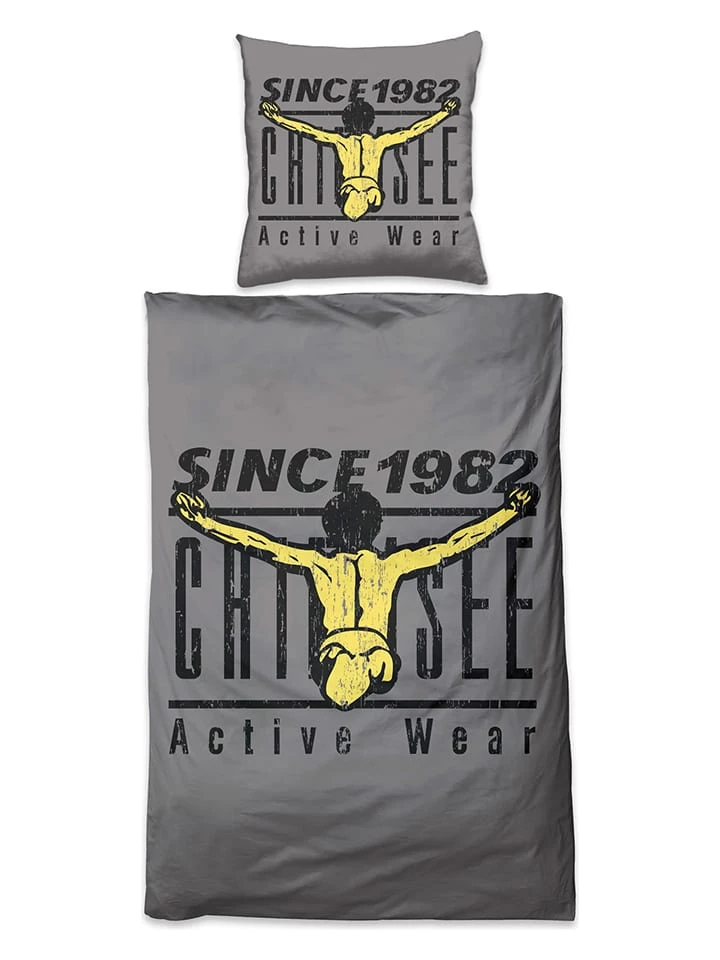 Chiemsee Renforcé-Bettwäsche-Set "Acapulco" In Grau/ Gelb