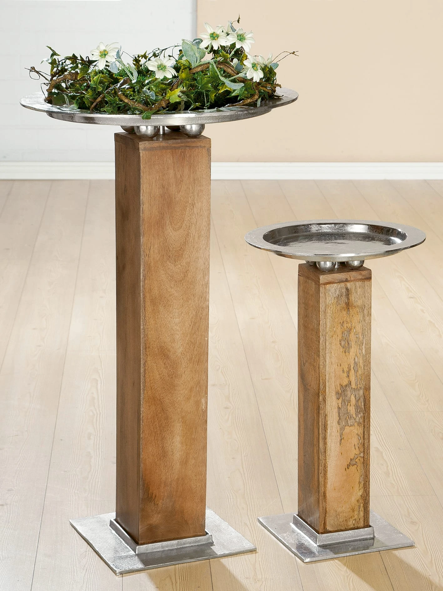 Schalenständer "Rotondo" In Natur/ Silber - H. 102 Cm – Bild 2