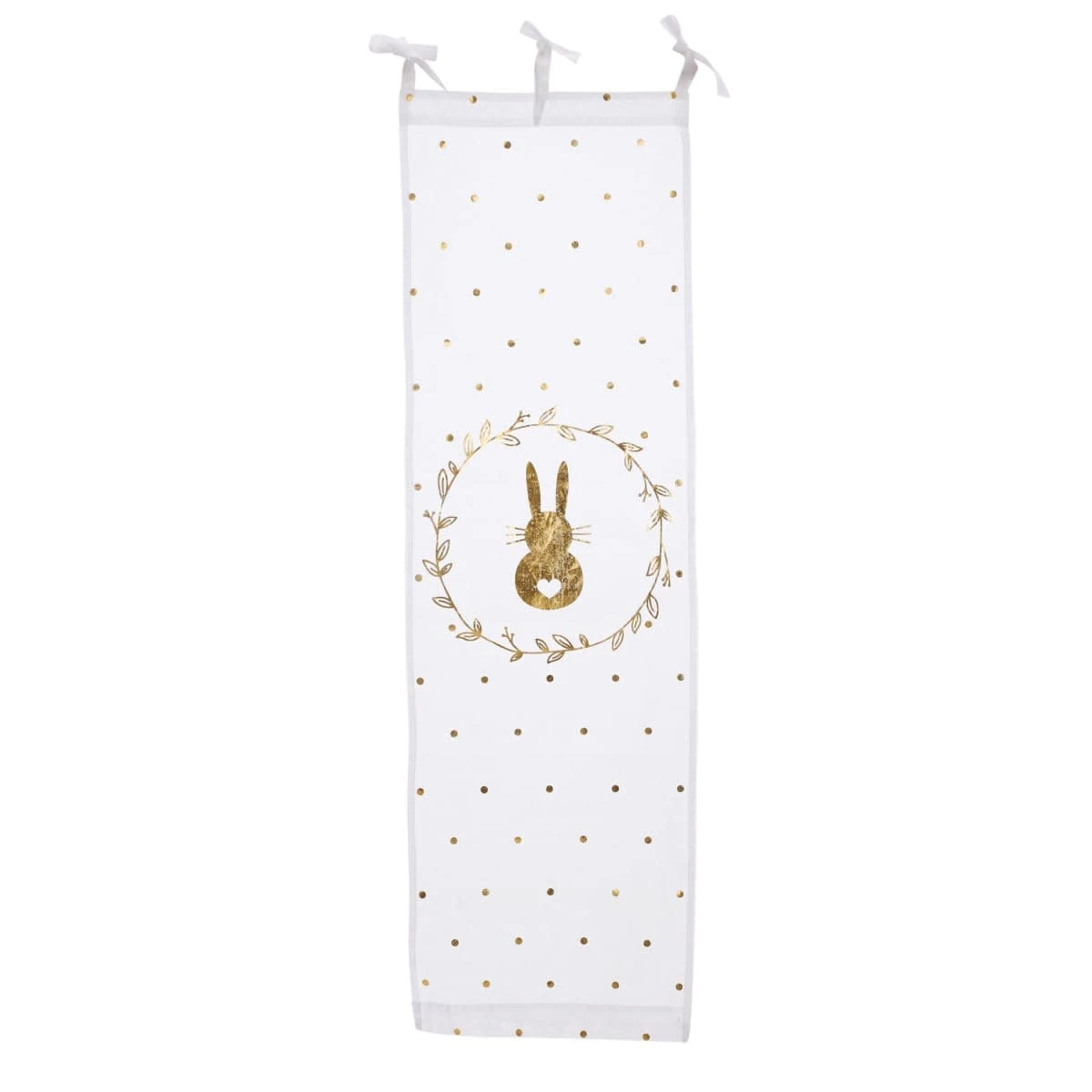 Organdy-Vorhang Hase, Weiß/Goldfarben