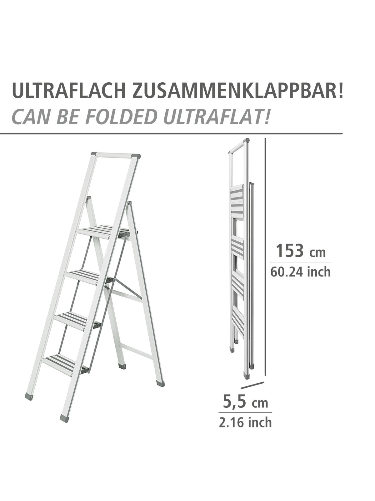 Wenko Alu-Design Klapptrittleiter 4-stufig Weiß In Weiß – Bild 15