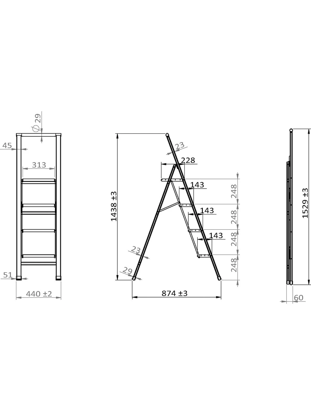 Wenko Alu-Design Klapptrittleiter 4-stufig Weiß In Weiß – Bild 18